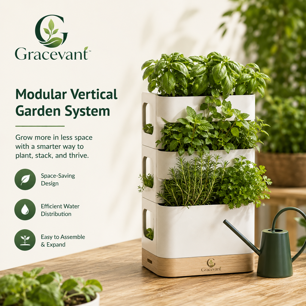 Gracevant™ VertiGrow Stackable Herb Tower